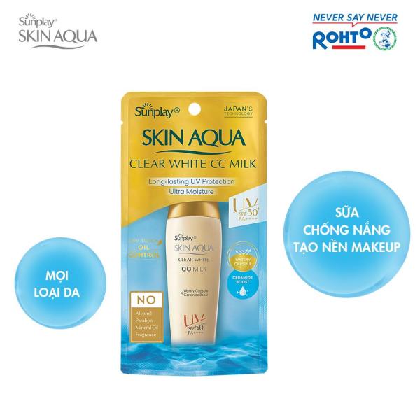 Kem chống nắng tạo nền hàng ngày Sunplay Skin Aqua Clear White Cc Milk 25g nhập khẩu