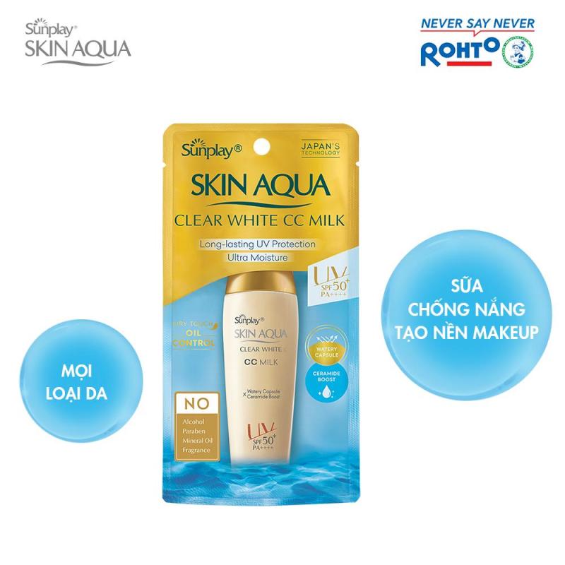 Kem chống nắng tạo nền hàng ngày Sunplay Skin Aqua Clear White Cc Milk 25g nhập khẩu