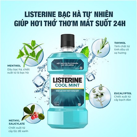 Combo 2 chai nước súc miệng LISTERINE Thái Lan