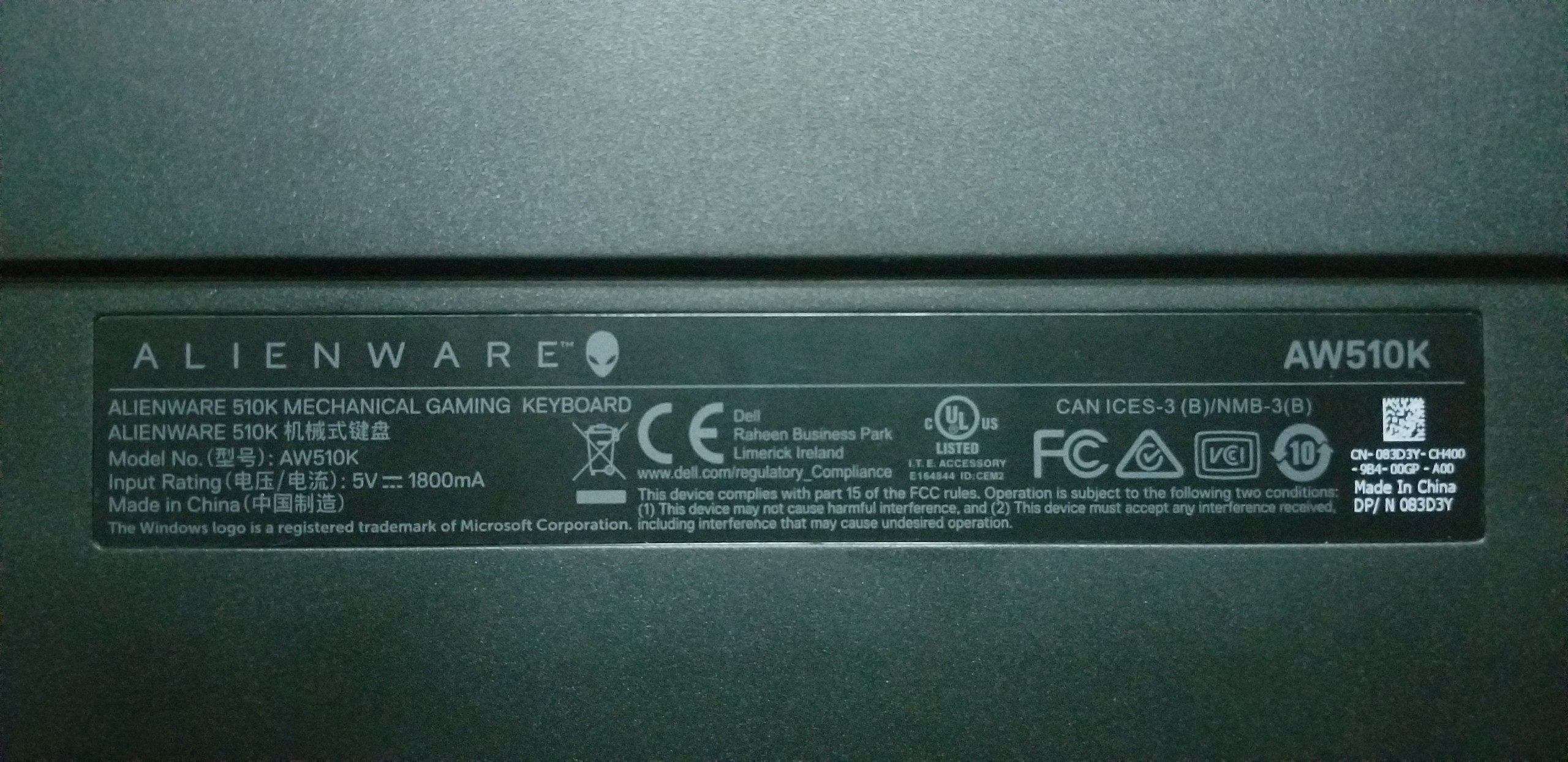 Bàn phím Alienware AW510K CHERRY MX Low Profile Red Switch Gaming