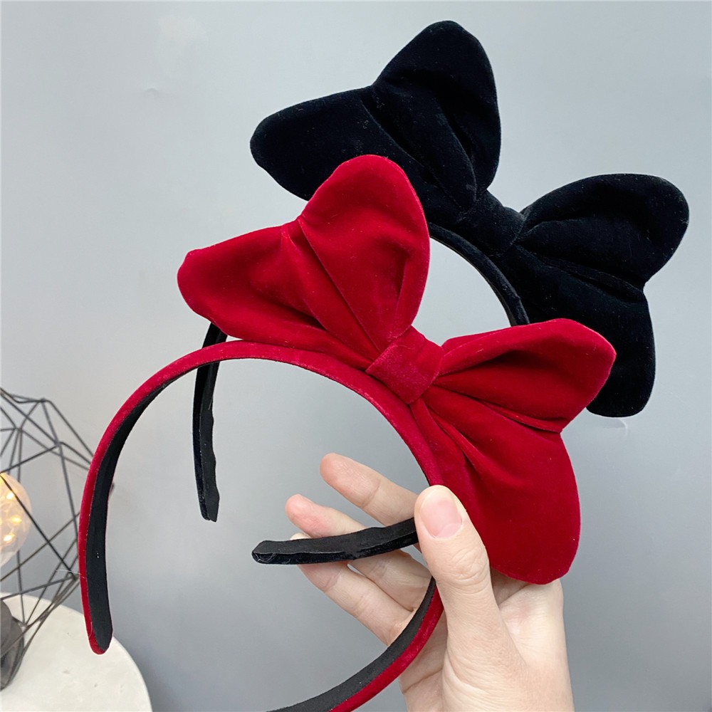 CC35 Cài tóc băng đô nữ bờm MICKEY nơ đỏ