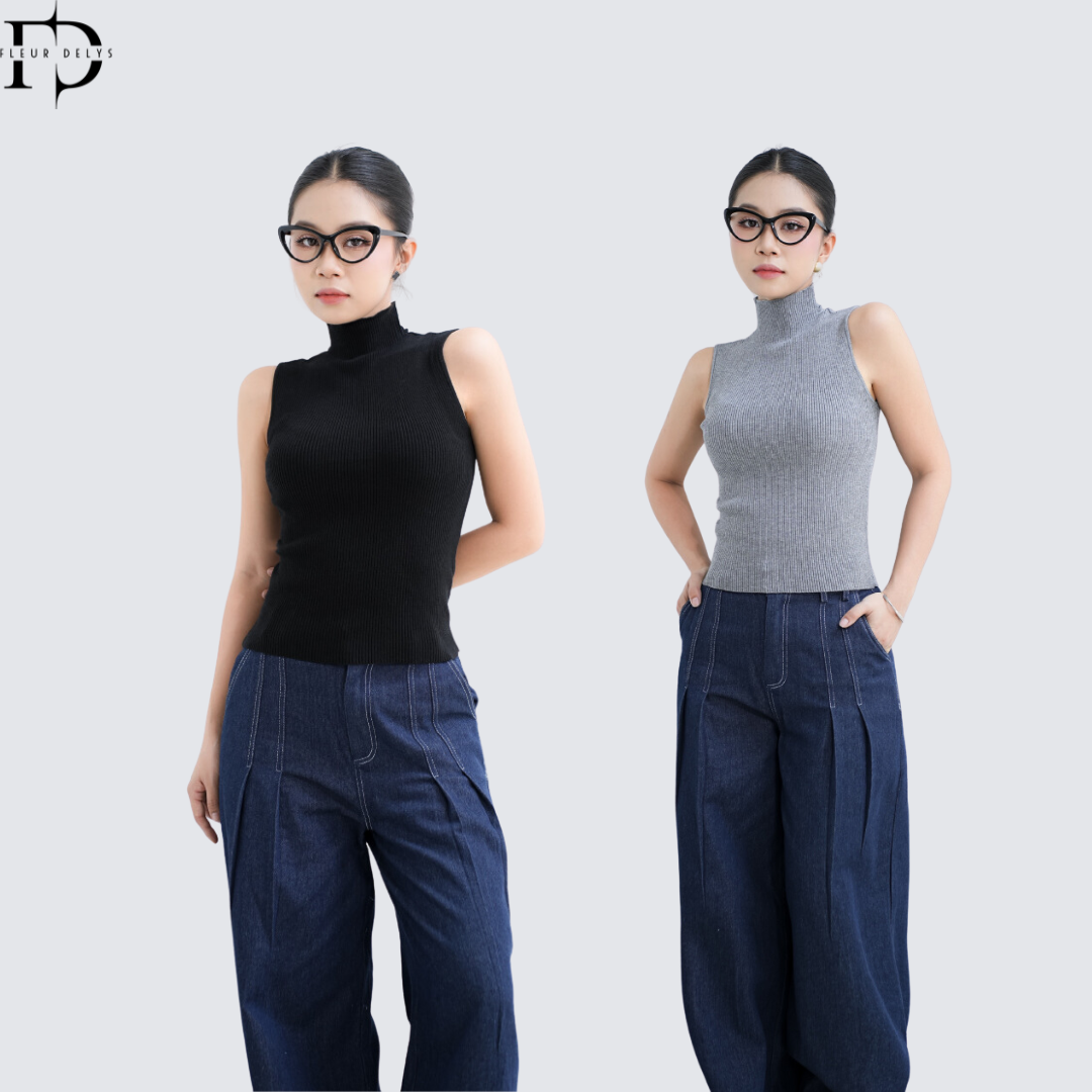 Áo Len Tăm Lông Thỏ Sát Nách Cổ Lọ Delys DLAL01