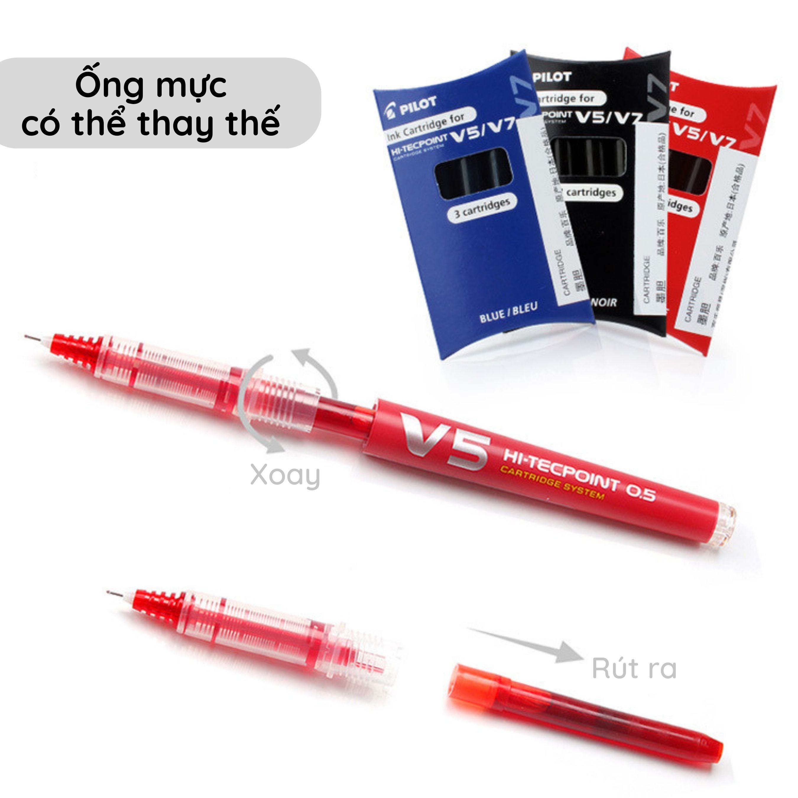 Bút nước Pilot Hi-Techpoint V5/V7 - Cỡ ngòi 0.5mm/0.7mm