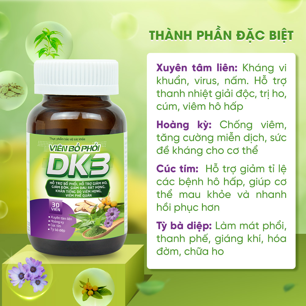 Viên Uống Bổ Phổi DK3 Dan Khang Giảm Ho Đau Rát Họng Viêm Phế Quản Hộp 30  Viên | Lazada.vn