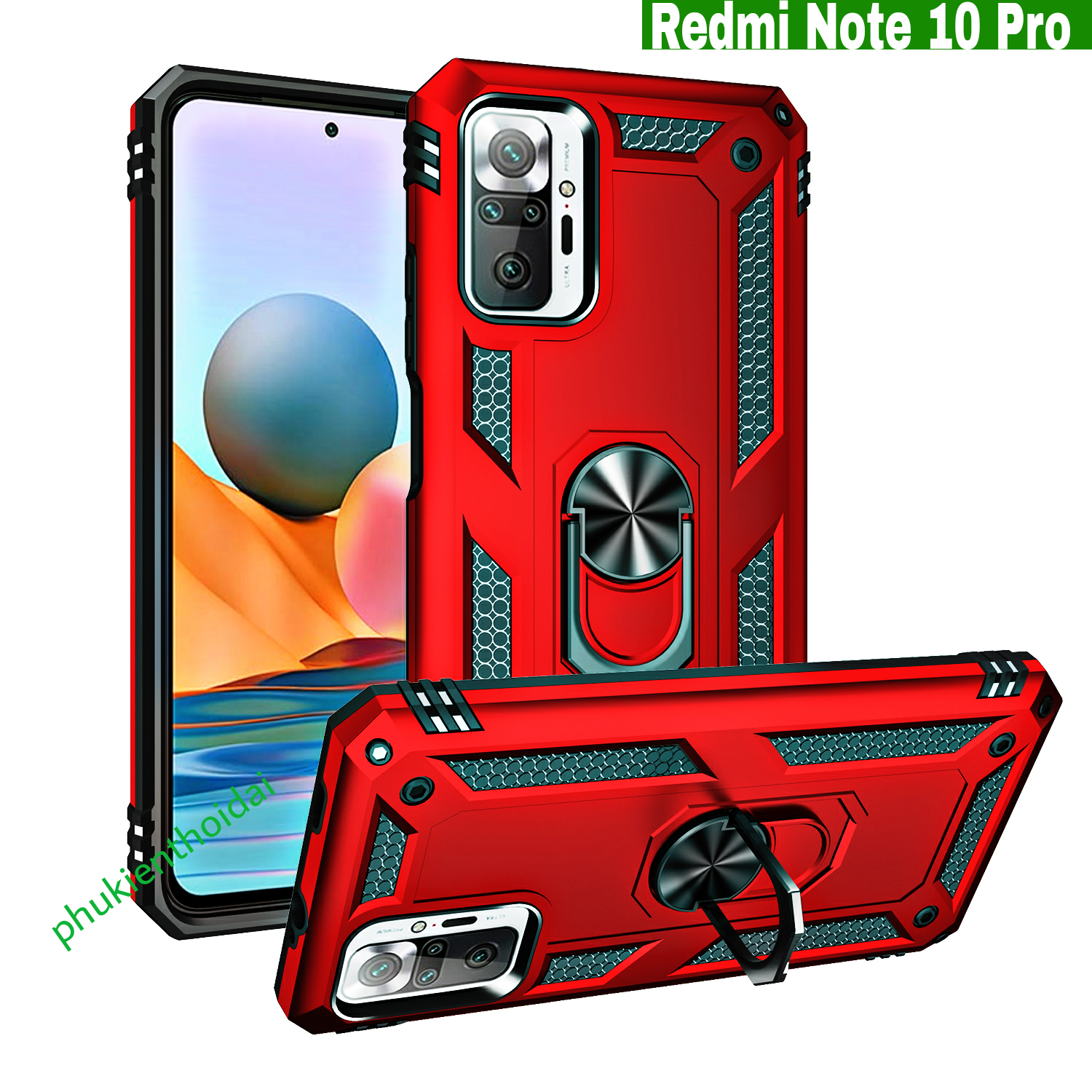 Ốp lưng Redmi Note 10 Pro kiểu dáng Quân Đội Iring chống sốc giá đỡ xem phim