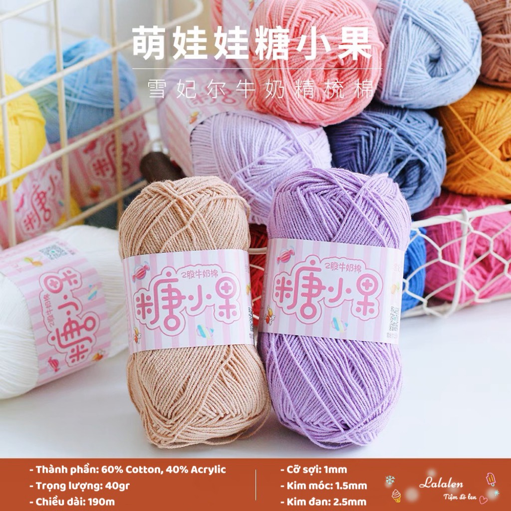 Len Candy Cotton Chính Hãng - Cuộn 40gr