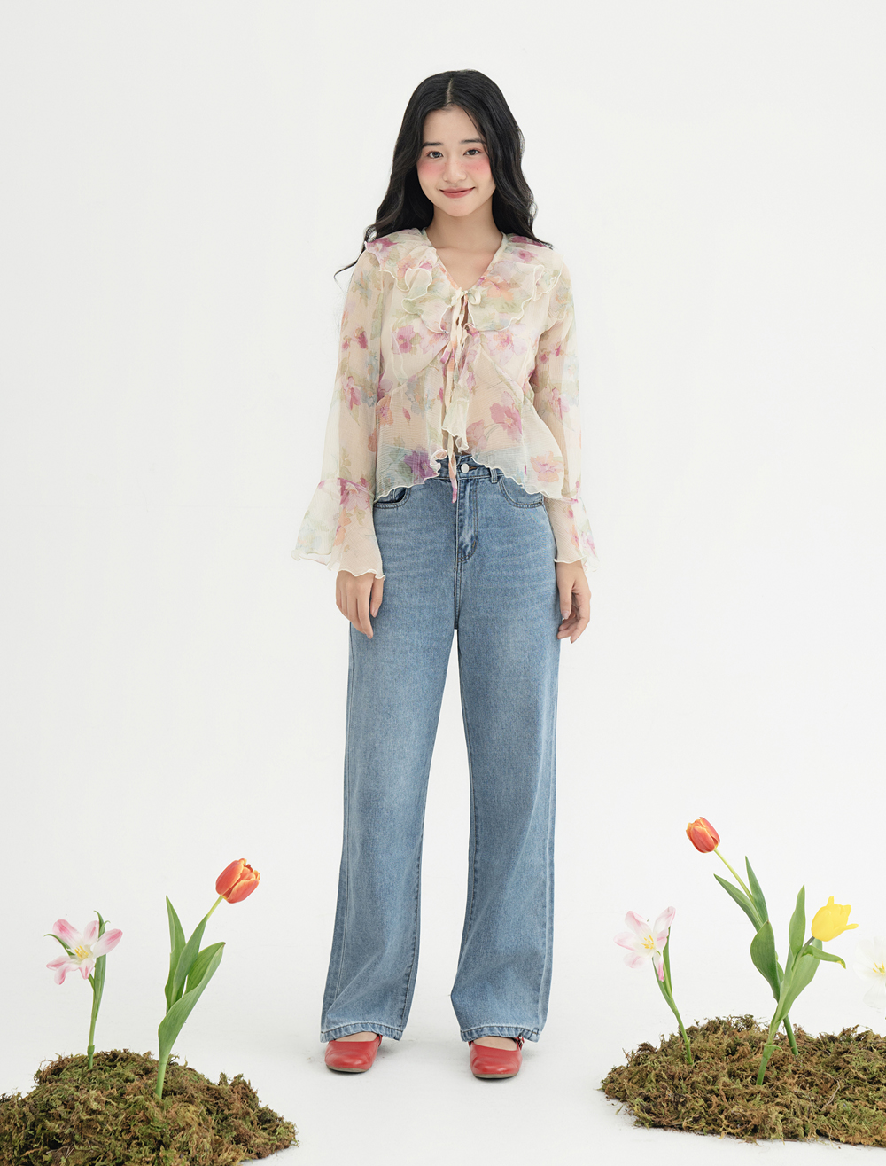 BLEUBIRD Quần denim giặt mài Washed Jeans