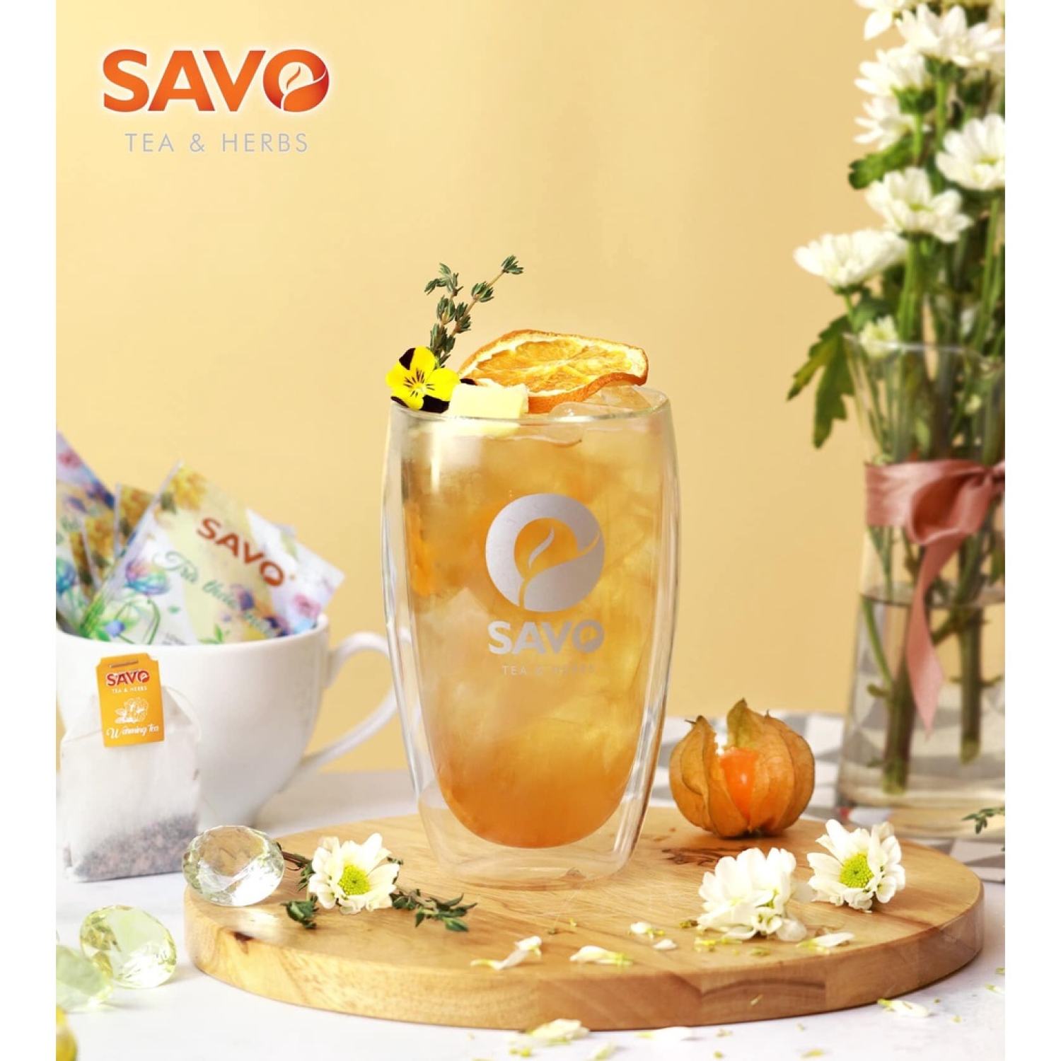 Trà Warming SAVO - Trà thảo mộc (trà đen, gừng, hoa cúc, vỏ cam)