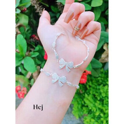 Lắc tay nơ gắn đá siêu xinh linh miu silver
