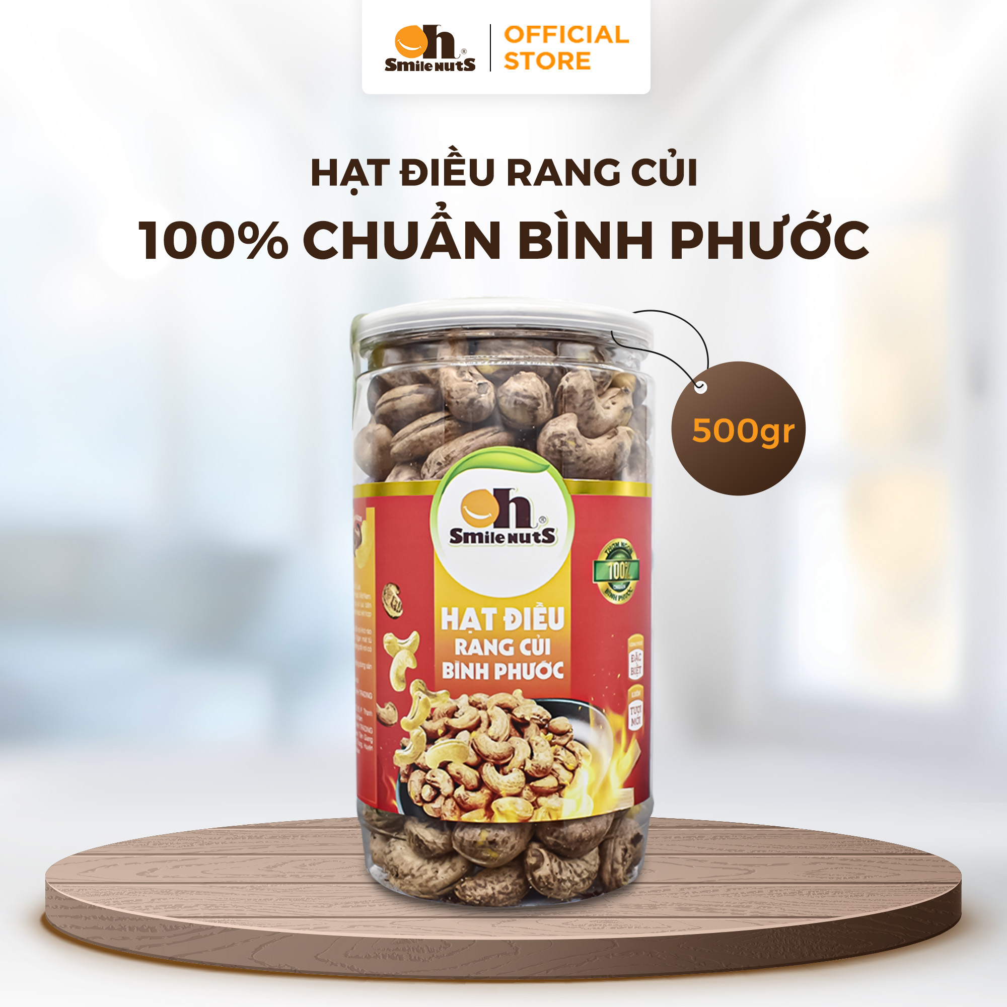 Hạt Điều Bình Phước Rang Muối Oh Smilenuts, Hạt Điều Nguyên Vị - Hạt Dinh Dưỡng Hũ 250-500g