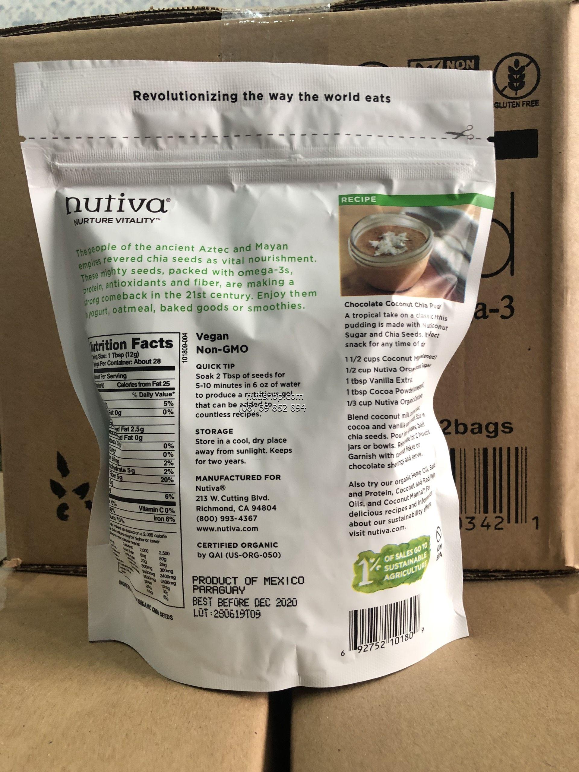 [HCM]Hạt chia trắng Nutiva Mỹ 343 g