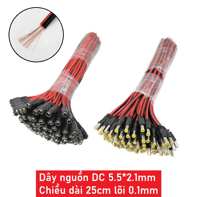 Dây nguồn dc 5.5mm x 2.1mm dài 25cm - jack dc 12v 5.5x2.1mm