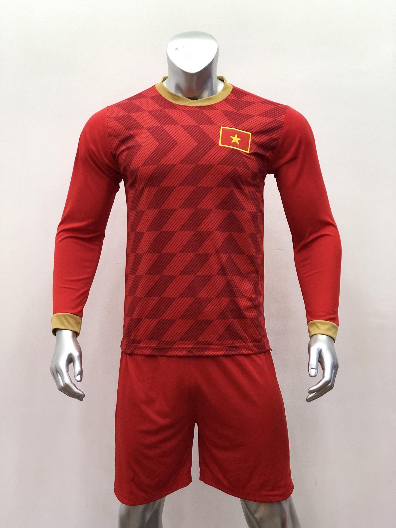 Bộ Quần áo Bóng đá Thi đấu Việt Nam 2019 20 Tay Dài Màu đỏ đồ đá Banh Mới