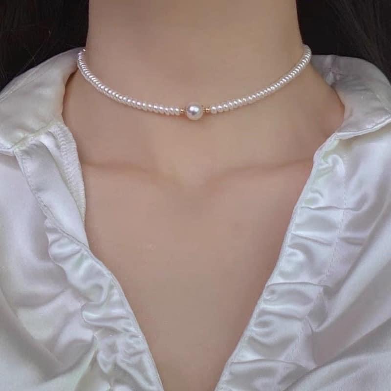 Chocker necklace real pearl freshwater míc elegant type medium