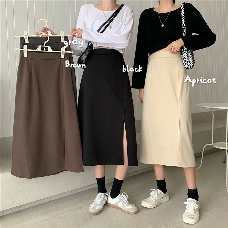 chân váy nữ dáng dài xẻ tà kiểu hàn điệu đà