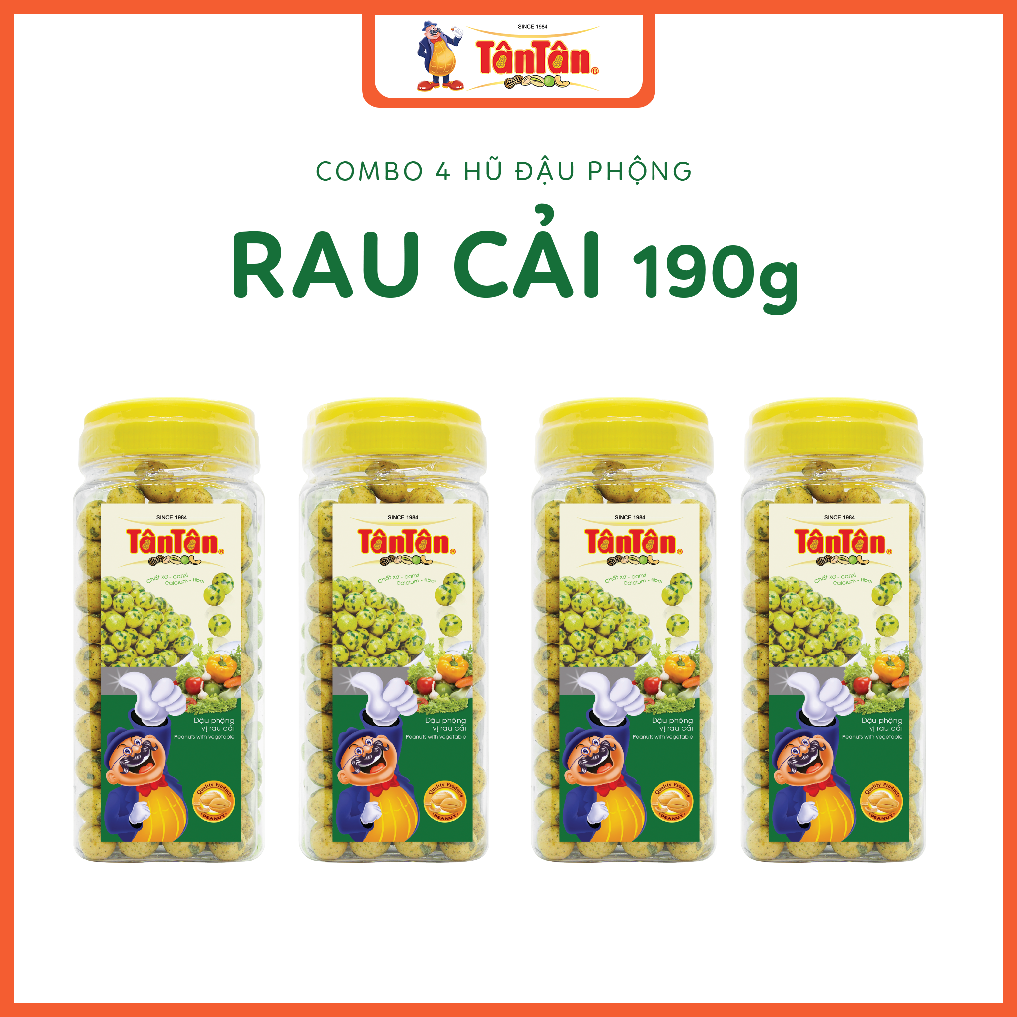 Combo 4 hũ Đậu phộng Rau cải Tân Tân 190g