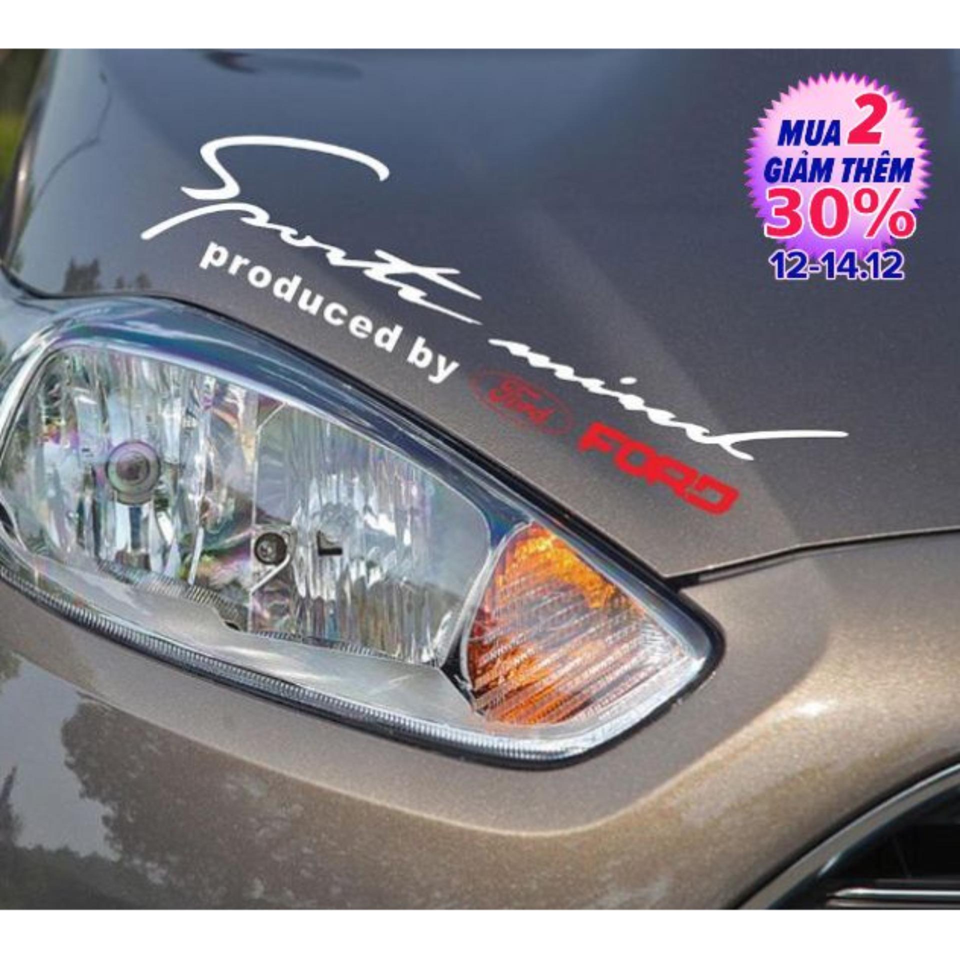 Tem sport mind dán capo xe ô tô SM06 (trắng)