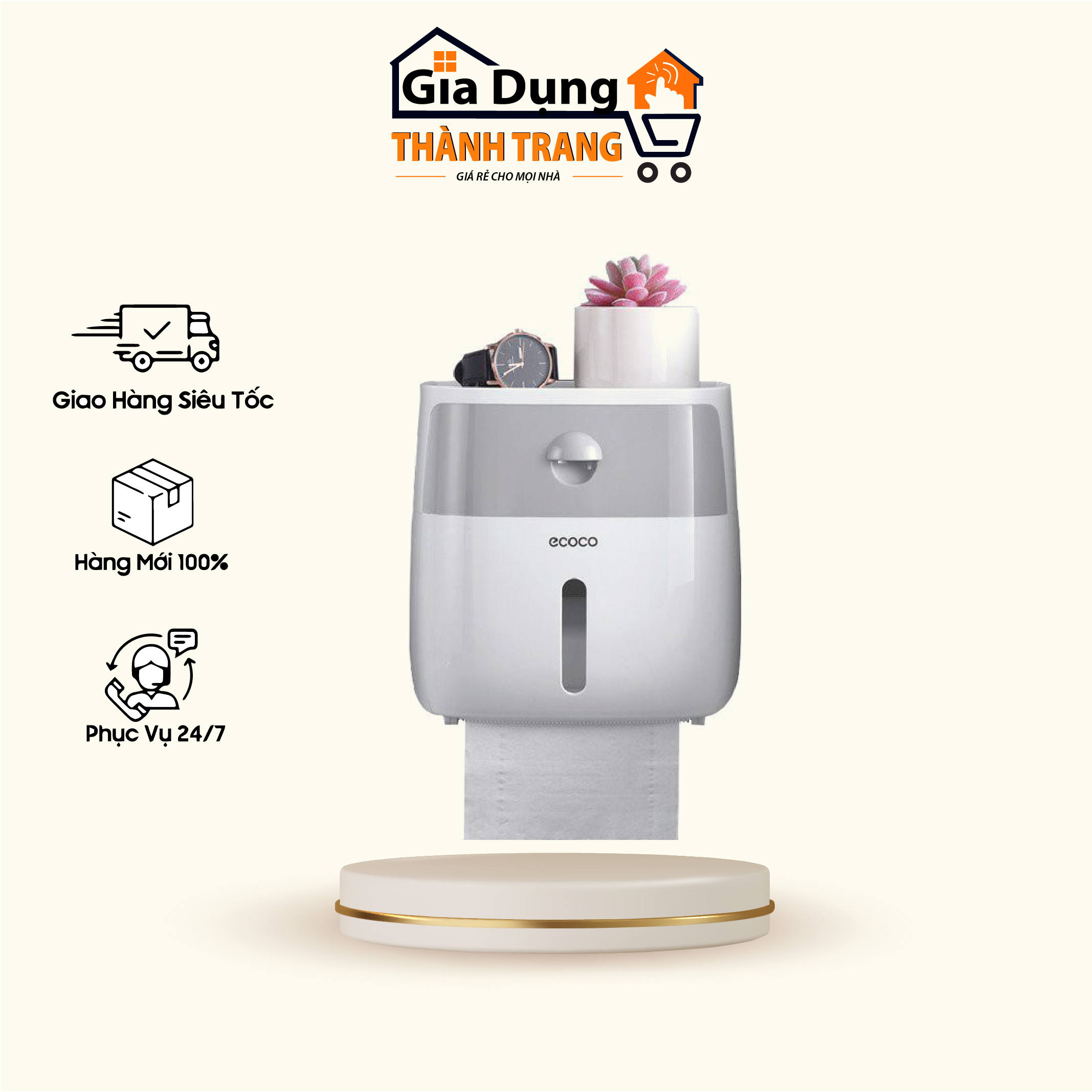 Hộp đựng Giấy Vệ Sinh ECOCO Cao cấp 2 tầng