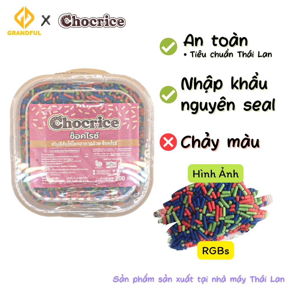 Cốm Màu CHOCRICE 200g Trang Trí Bánh Bakery