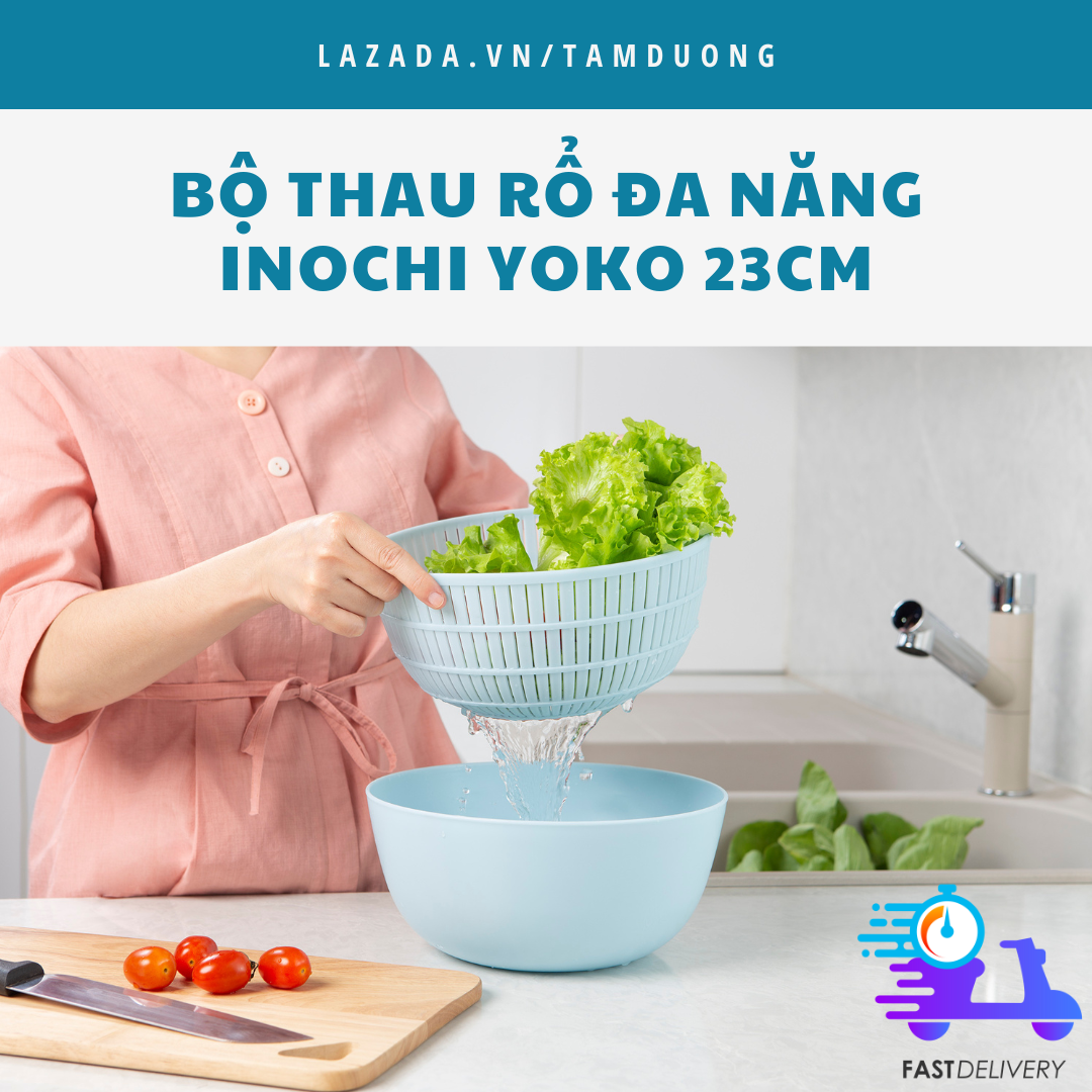 Bộ thau rổ đa năng inochi 23cm (phong cách tiêu chuẩn Nhật) [HCM-Giao hoả tốc 2h]