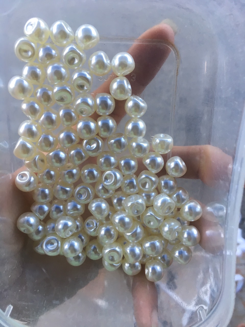 Sét 50 nút đính áo bằng hạt giả ngọc màu kem