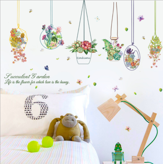 Decal dán tường Giỏ hoa phòng khách GNN120