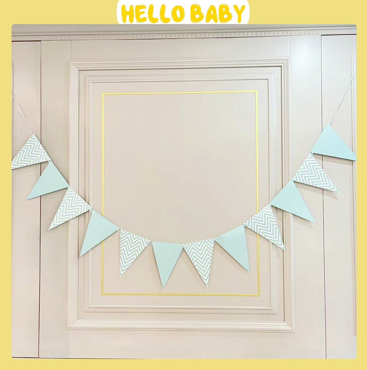 Dây cờ tam giác ánh kim trang trí sinh nhật - Hello Baby