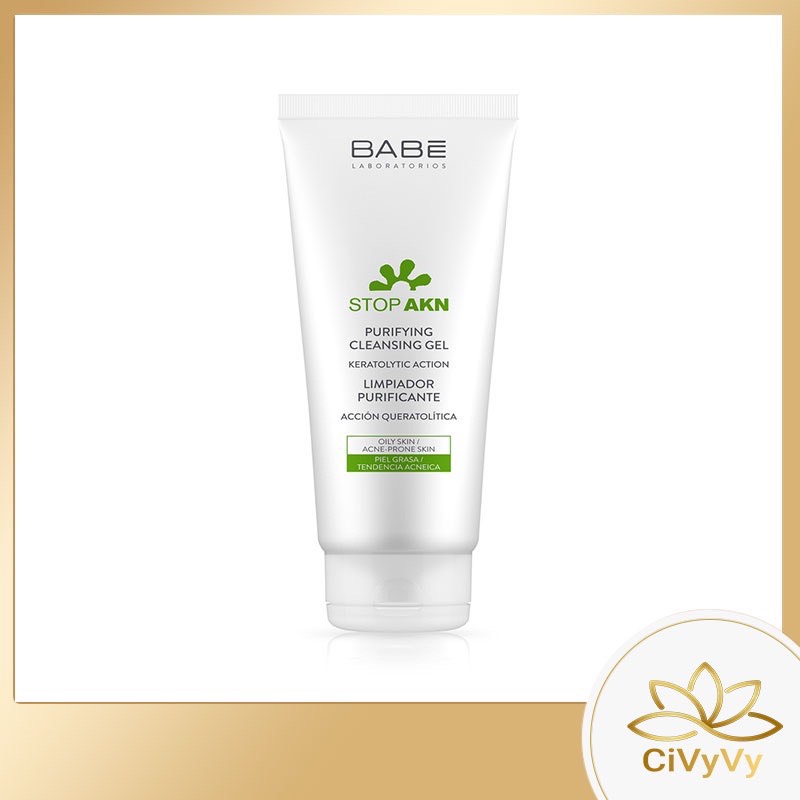 Sữa Rửa Mặt Cho Da Dầu Mụn Babé Stop Akn Purifying Cleansing Gel