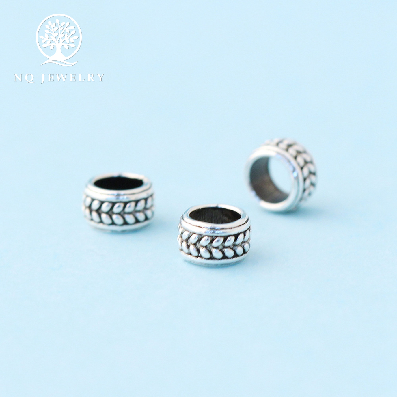 [HCM]Charm bạc chặn hạt họa tiết bông lúa - NQ Jewelry