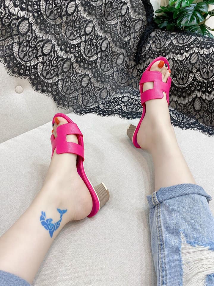 Guốc HM gót 5p màu hồng cánh sen