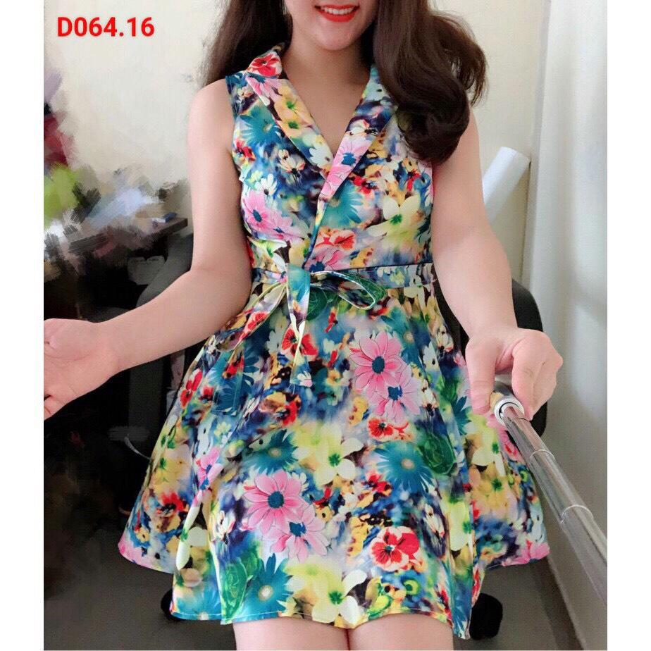 Đầm sơ mi sát nách cổ vest -DT