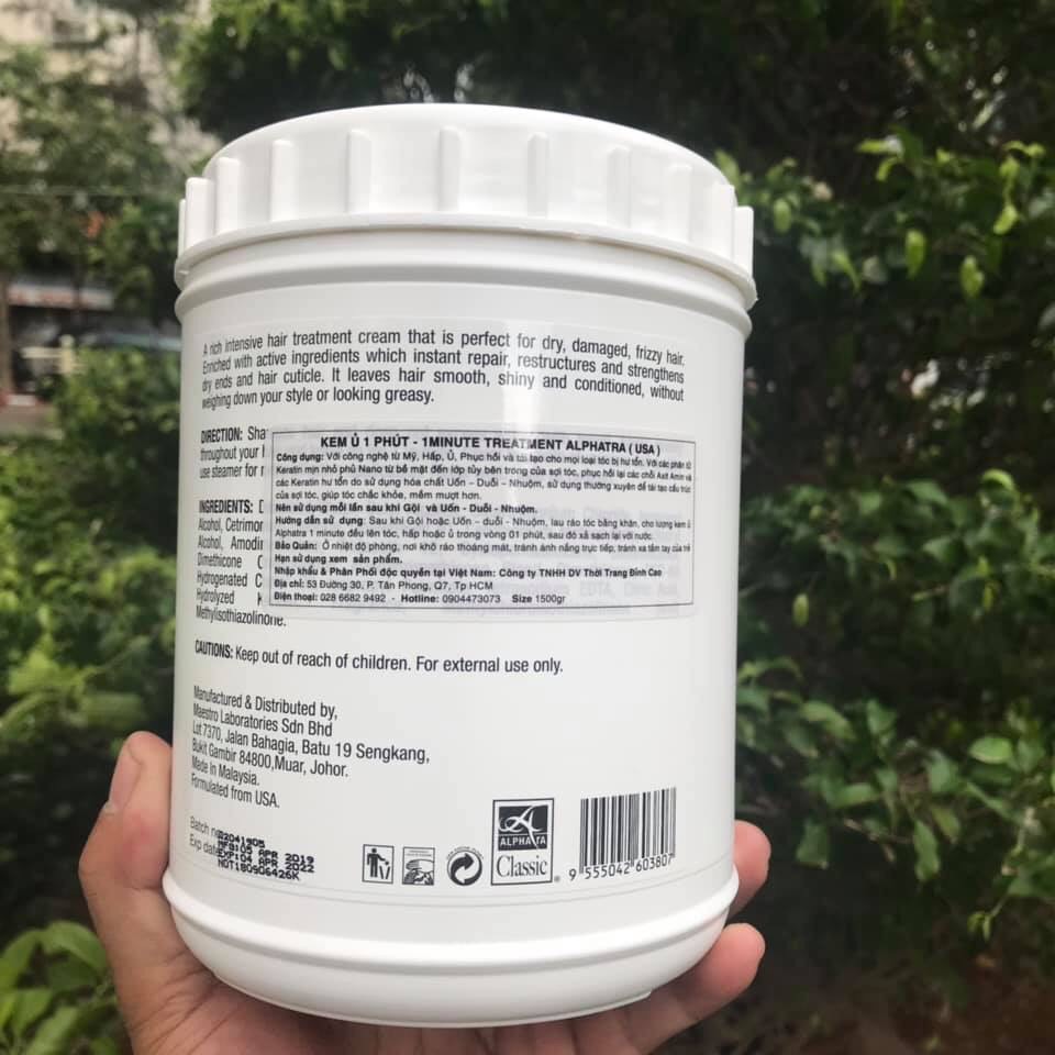 Kem ủ 1 phút One Minute Treatment Alphatra ( Usa) 1500ml(2025)