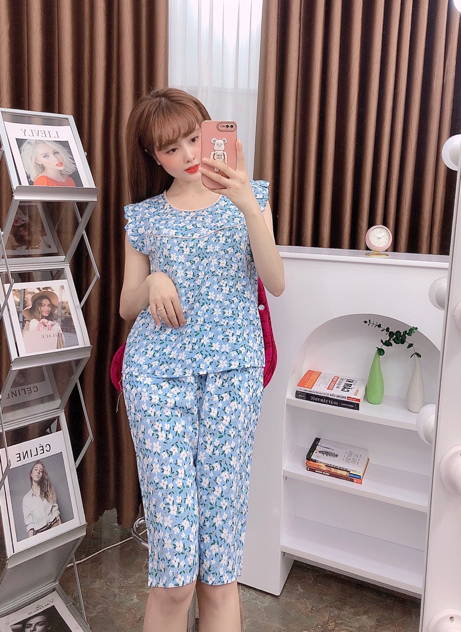 Đồ bộ nữ mặc nhà lụa mềm mịn đồ bộ lụa tay cánh tiên mặc nhà