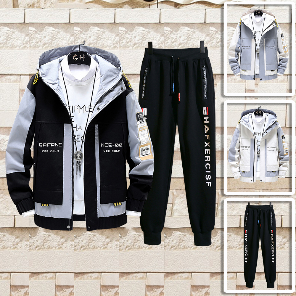 Bộ Đồ Thu Đông Nam Áo Khoác Nhẹ Khóa Kéo BAFANC Phối 2 Màu Thanh Lịch Kết Hợp Quần Jogger Nỉ Phối Chữ Bo Gấu Thời Trang Hot Trend FASHION4MENHCM SET NAM 90000137