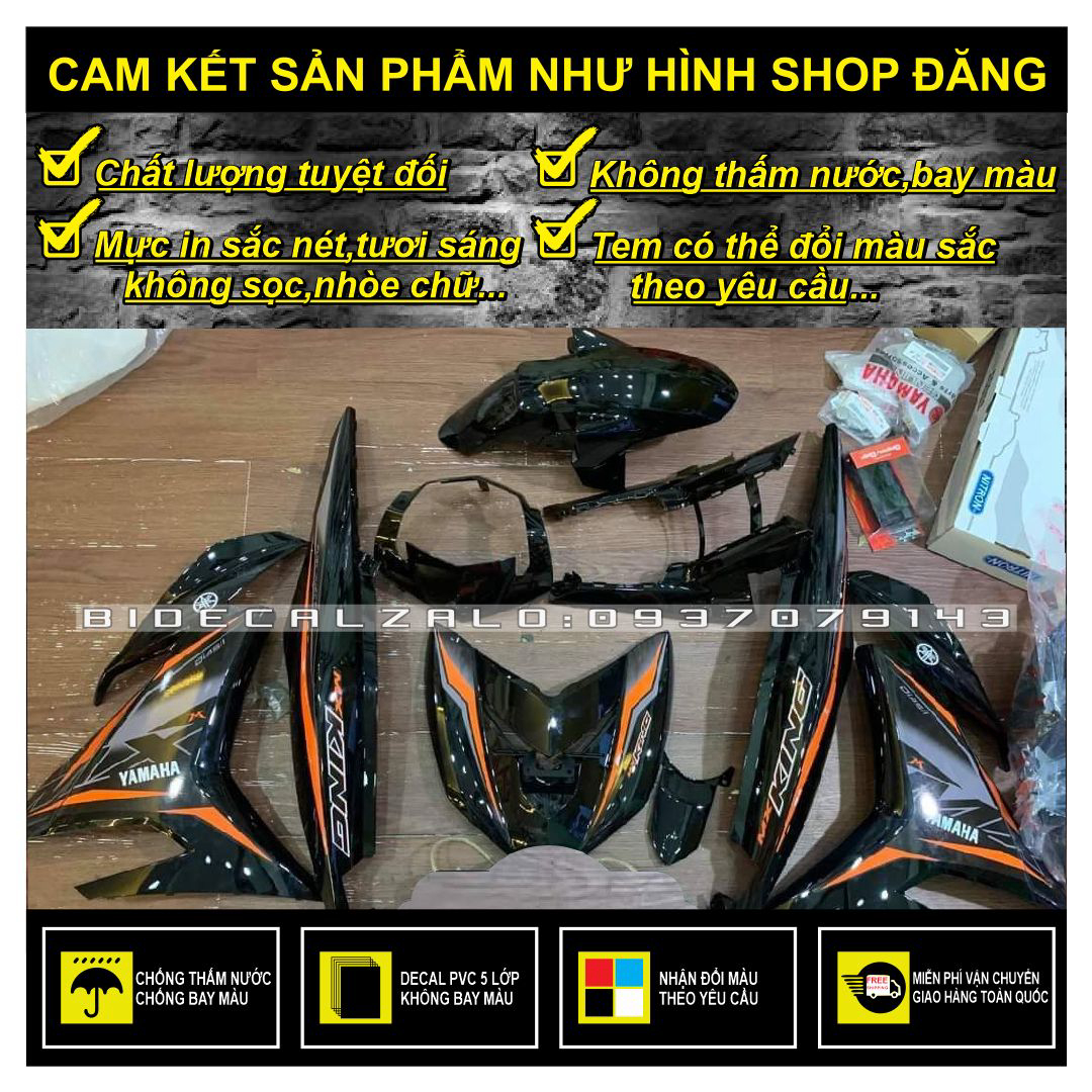 Tem rời exciter 150 mx king phối cam đen