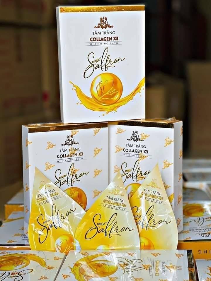 [HCM]Tắm trắng toàn thân kích trắng collagen x3 Đông Anh Luxury Mix Saffron hộp 3 gói MixASale