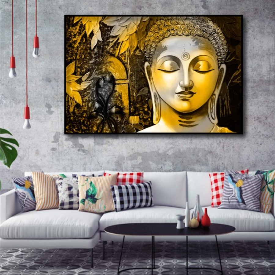 (Xưởng Tranh HCM) Tranh Phật treo tường Phật Thích Ca tranh canvas có khung nhiều kích thước Tranh Phật tráng gương đẹp tặng kèm đinh