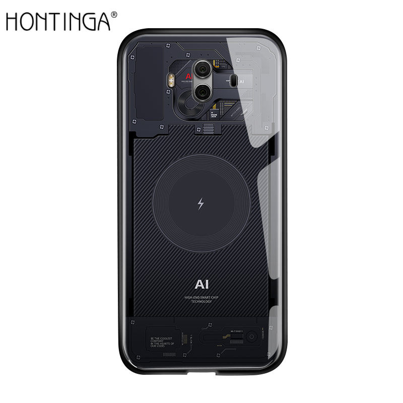 Hontinga For Huawei Mate 10 Case, Circuit Board Explorer Theme Version Tempered Glass Phone Case Back Cover Casing Shell