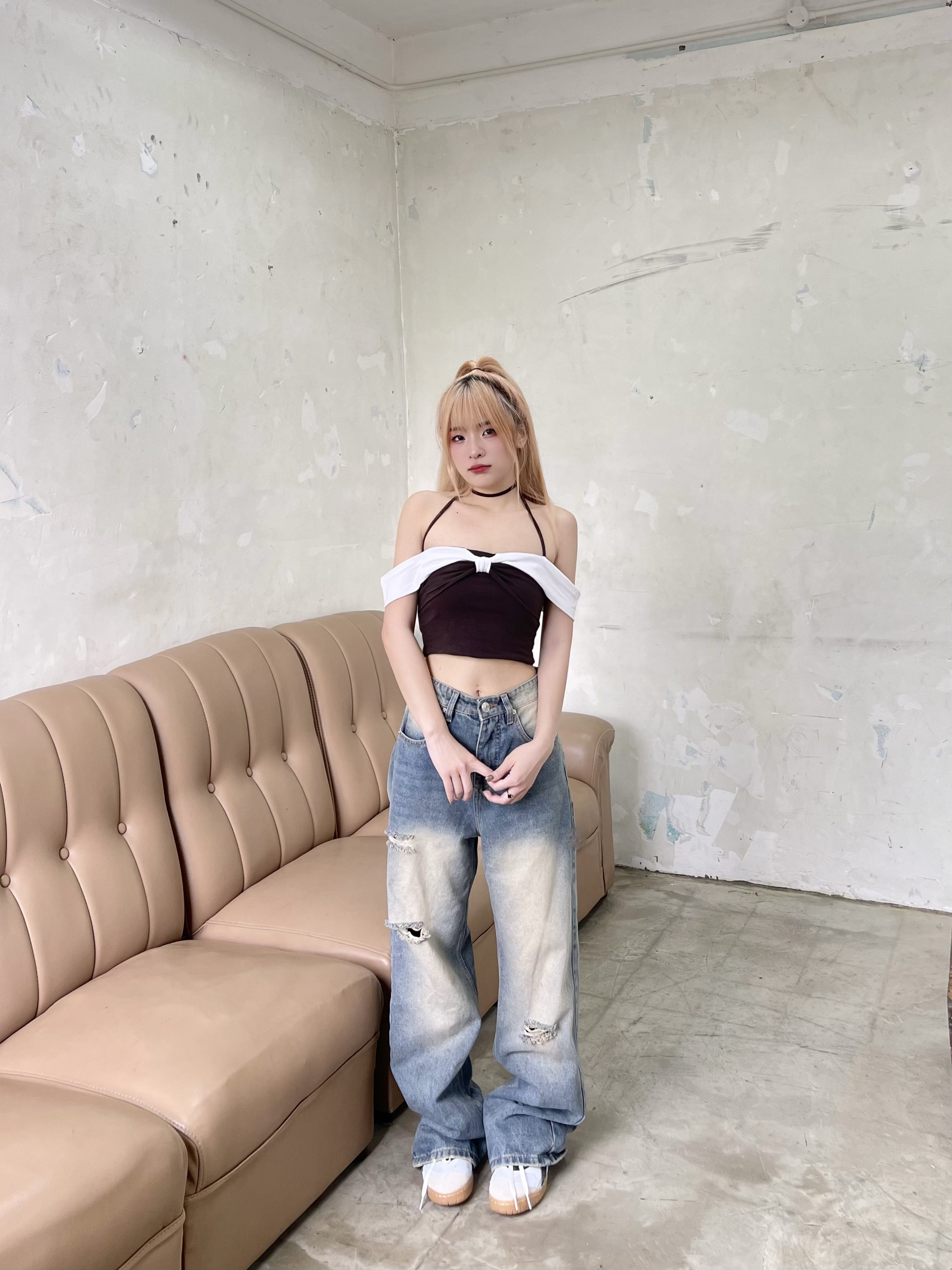 Áo croptop trễ vai | NIKA TOP - CLÉLIE