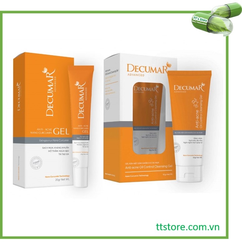 [NEW] Combo DECUMAR ADVANCED [Gel ngừa mụn gel rửa mặt kiềm nhờn kem chống nắng] (Decuma advance]