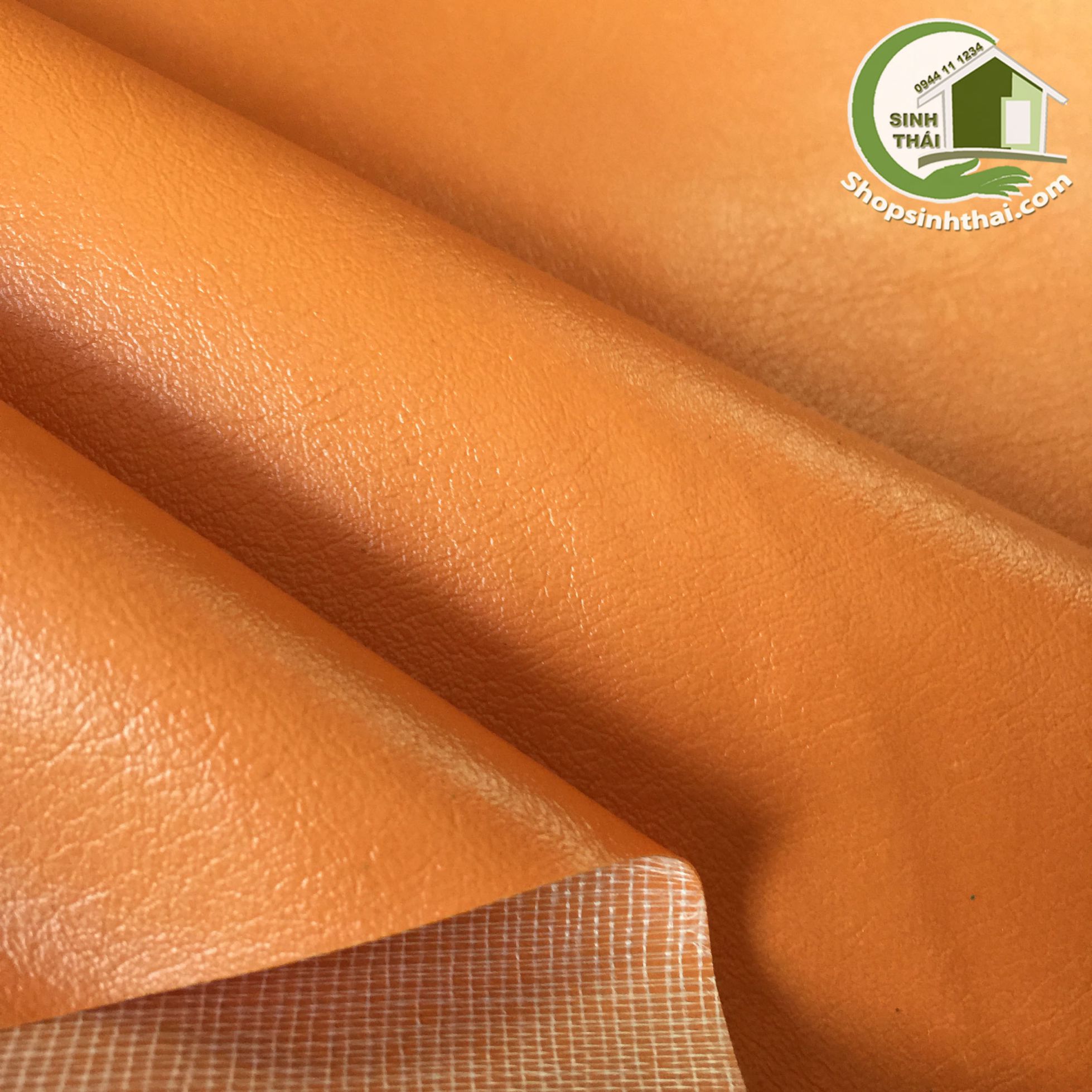 [HCM]Vải da simili PVC màu cam có vân - vải giả da may túi làm dép bọc ghế sofa - [ 1 mét x khổ 140cm ]