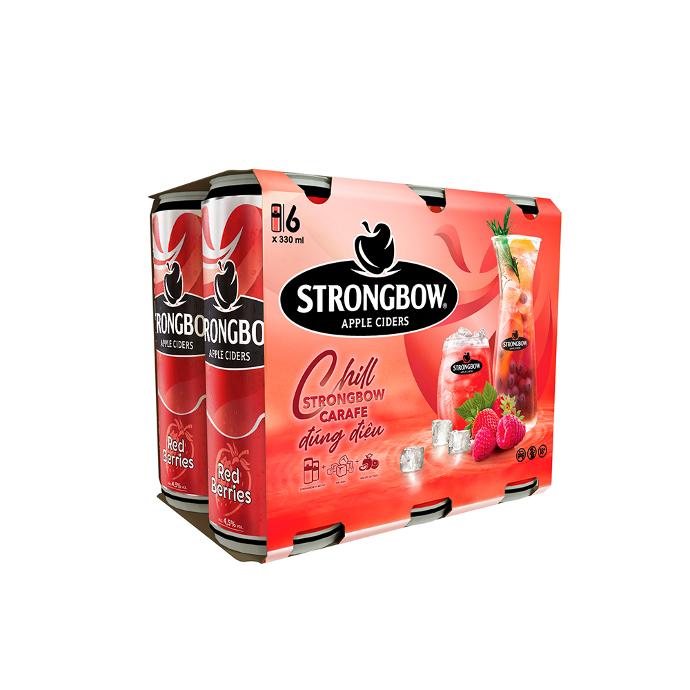 [HOT DEAL]Lốc 6 lon nước táo lên men Strongbow Vị Dâu đỏ 330ml/lon