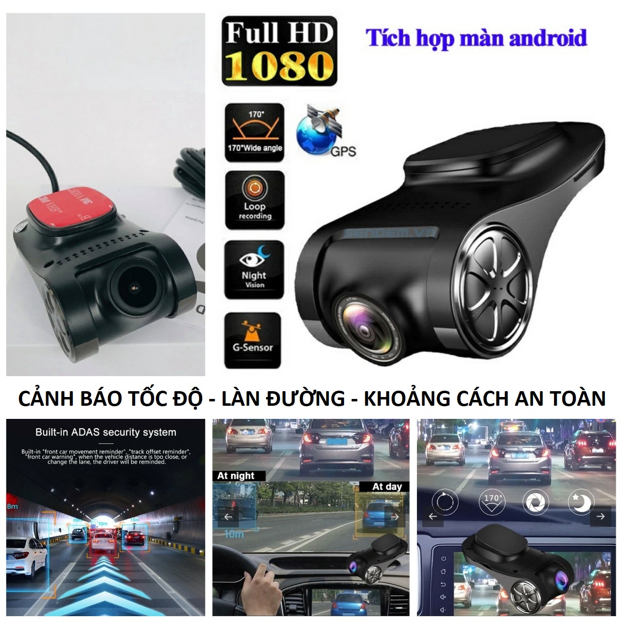 Cam camera hành trình ô tô U6F kết nối màn hình android cảnh báo tốc độ, lệch làn đường , khoảng cách siêu nét mẫu mới loại tốt