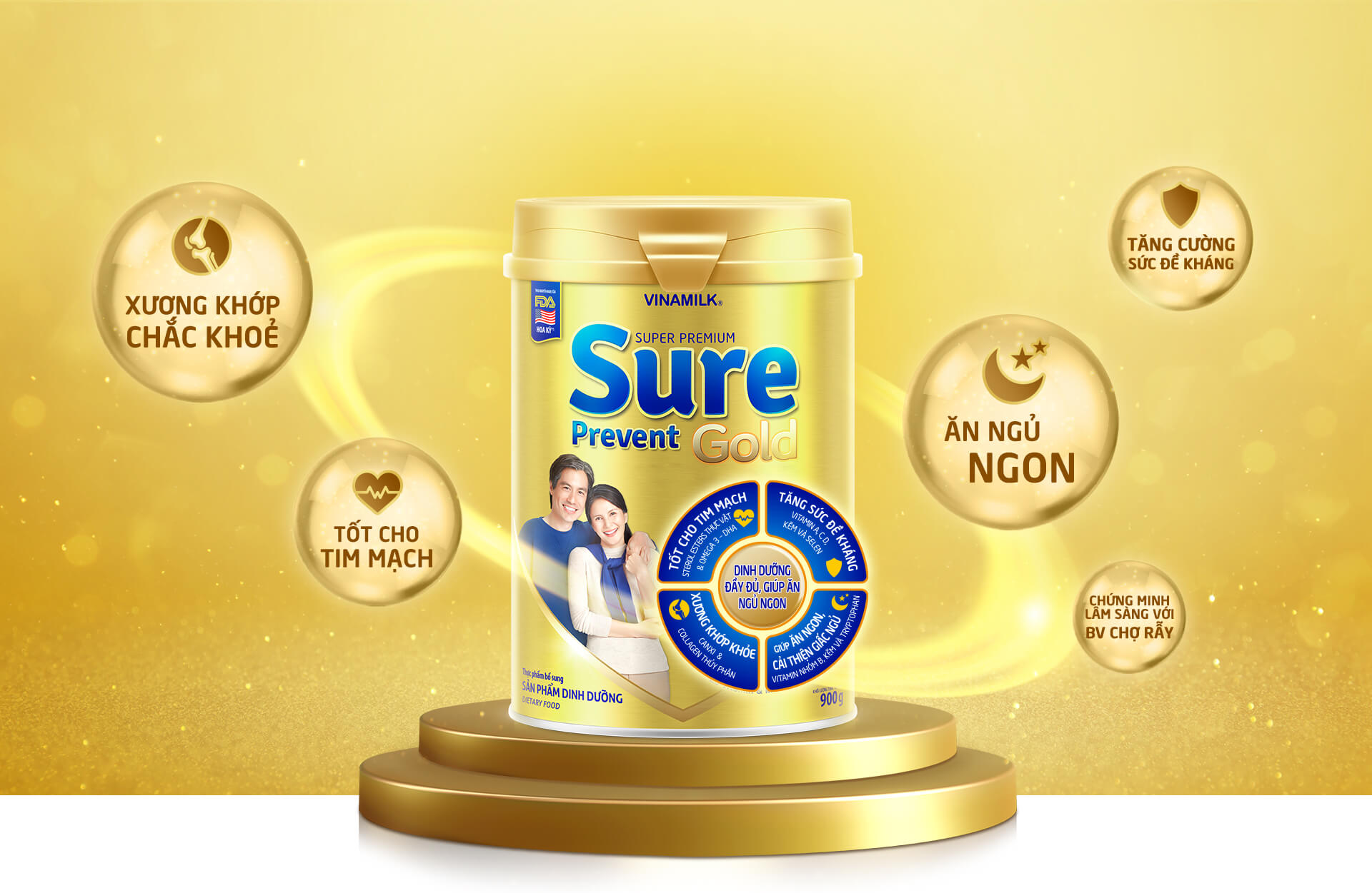 Vinamilk Sure Prevent Gold Powdered Milk Can 900g