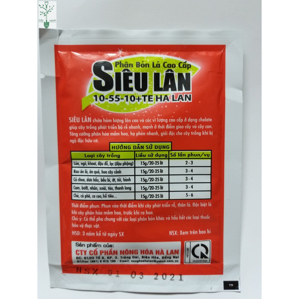 Phân Bón Siêu Lân Đỏ Hà Lan