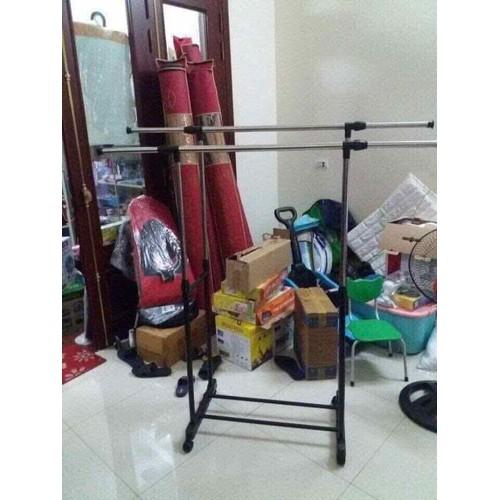 Giàn phơi quần áo đôi lắp ráp 2 tầng inox cao cấp