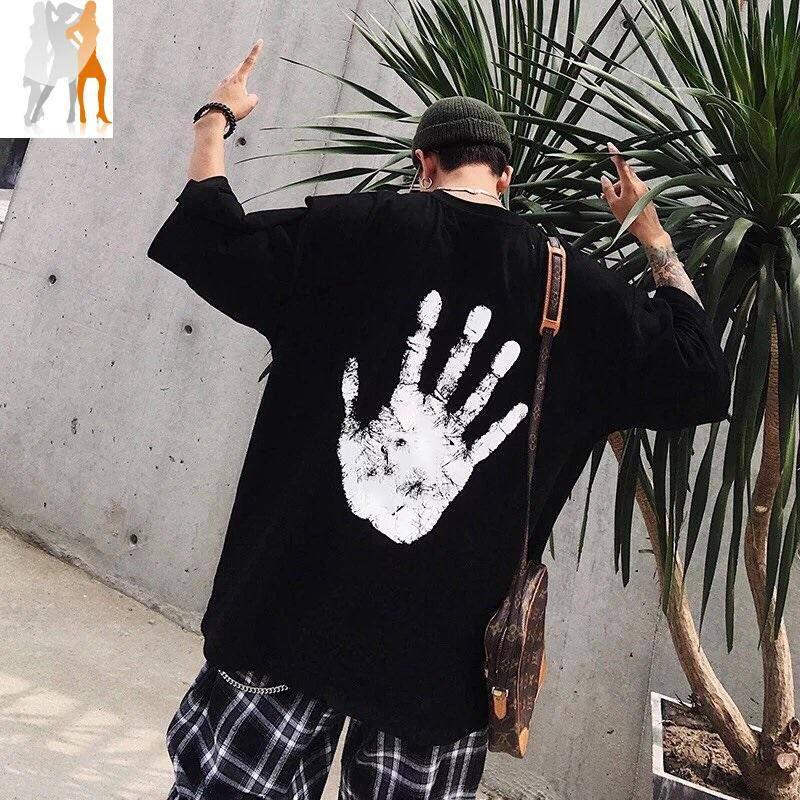 Áo thun nam nữ form rộng tay lỡ in hình cá tính ( SỐ 2- Màu đen )