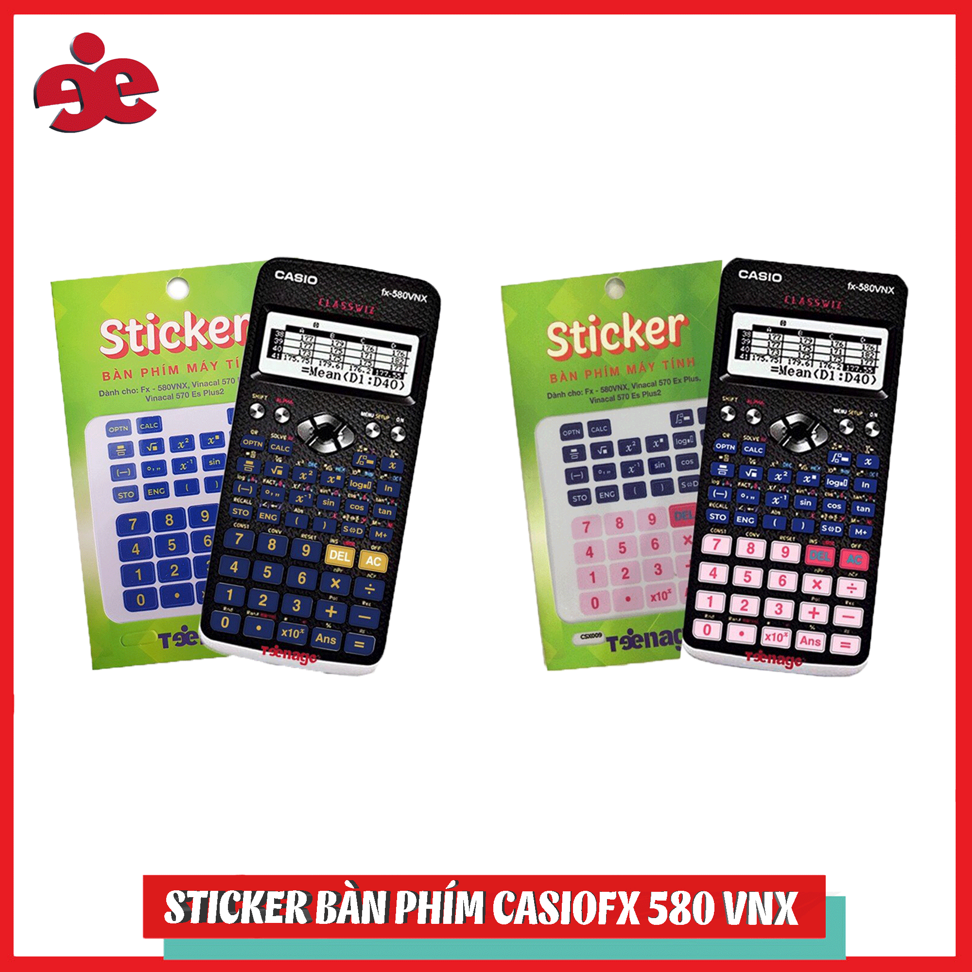 Bộ 2 sticker bàn phím CasioFx 580 VNX