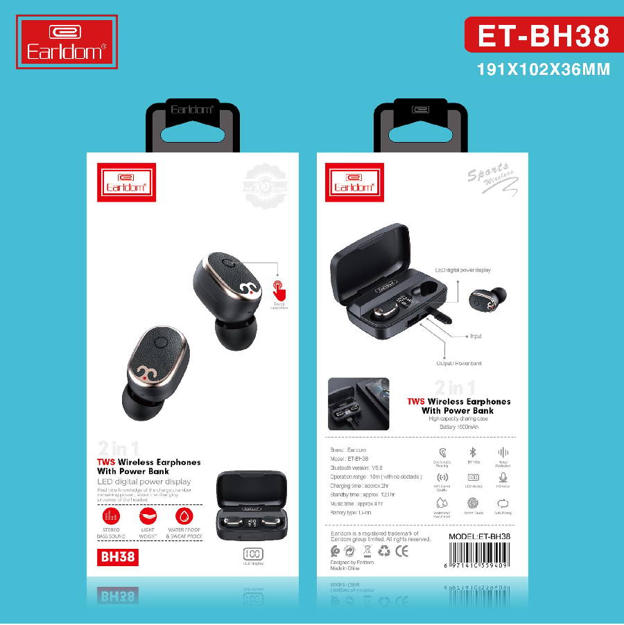 Tai Nghe Bluetooth True Wireless Earldom ET-BH38