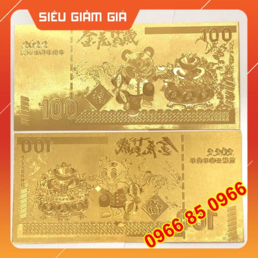 Combo 10 tờ tiền lì xì tết con hổ plastic mạc vàng macao tặng kèm bao lì xì